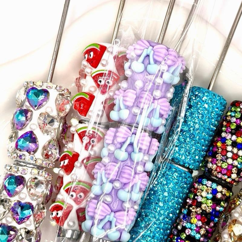Fancy Beadable Pens for DIY Beads and Beading Projects - Full Rhinestone & Full Charms Designs Beadable Pens Kit DIY Jewelry and Accessories Kit