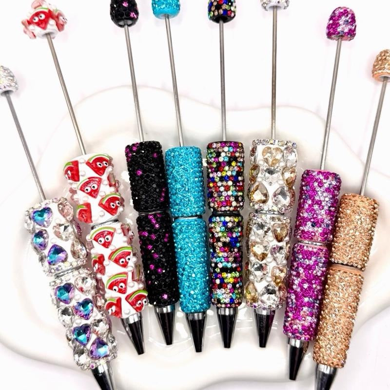 Fancy Beadable Pens for DIY Beads and Beading Projects - Full Rhinestone & Full Charms Designs Beadable Pens Kit DIY Jewelry and Accessories Kit