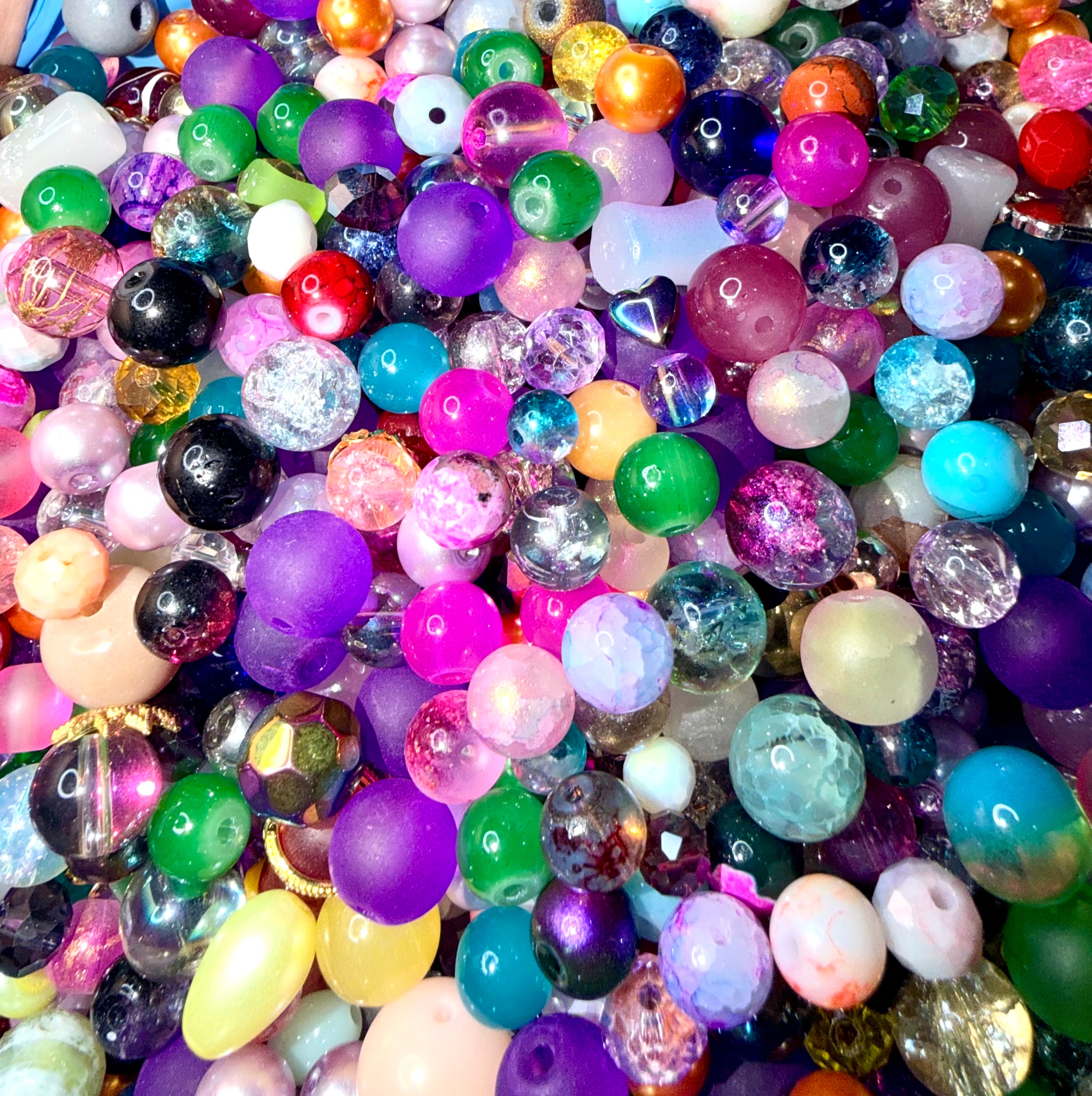 Scoop of Mixed Glass Beads, 8oz , for Jewelry Making and Crafts Assorted Colors and Sizes for DIY Projects Ideal for Accessories and Crafts